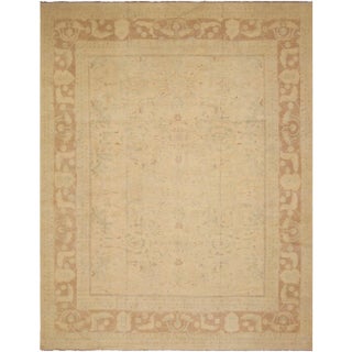 1990s Boho Chic Sun-Faded Ivory/Lt. Brown Hand-Knotted Rug - 11'10 X 14'5 For Sale