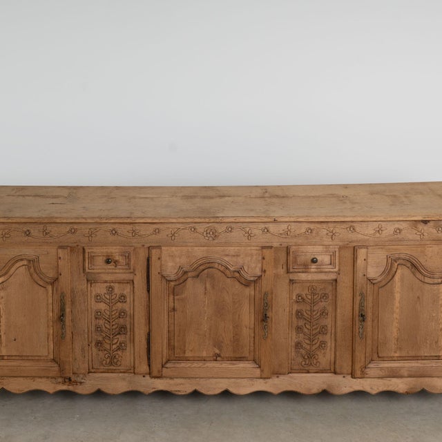 Wood 19th Century French Bleached Oak Long Sideboard Buffet For Sale - Image 7 of 11