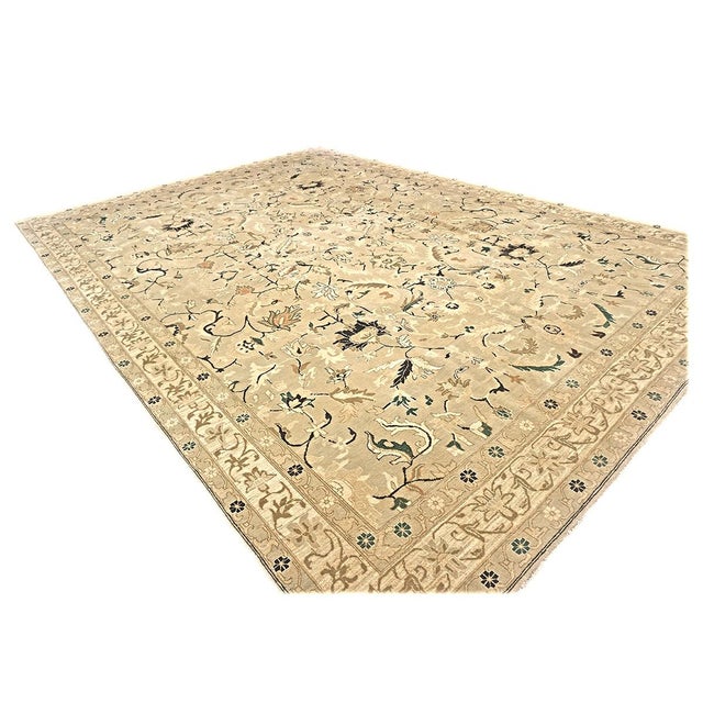 Early 21st Century 21st Century Turkish Agra Wool 9x12 Light Olive and Khaki Handmade Area Rug #1141219 For Sale - Image 5 of 7
