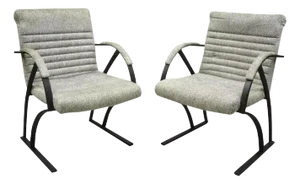 Late 20th Century Vintage Mid Century Art Deco Metal Lounge Arm Chairs by Cal-Style (B) - A Pair