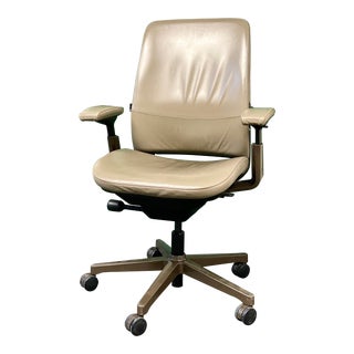 Contemporary Steelcase Mocha & Black Colorway Buttersoft Leather Amia Office Chair For Sale