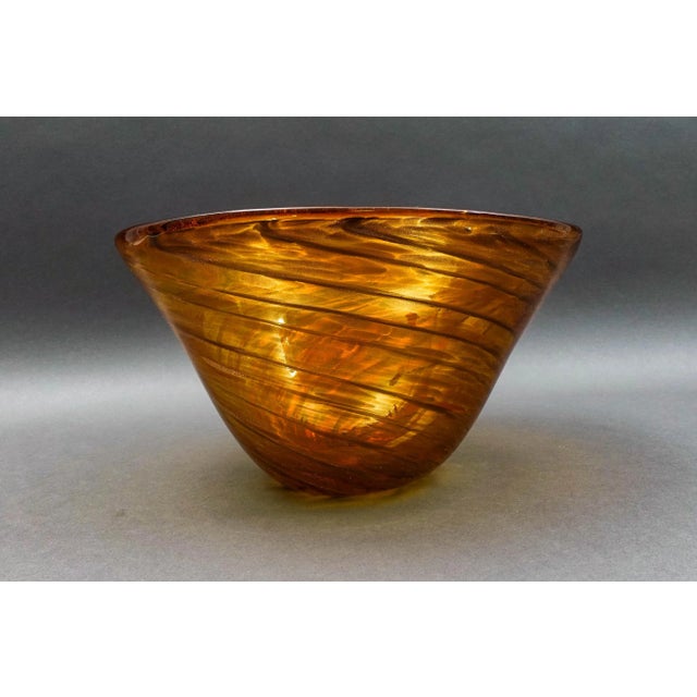 Mid-Century Modern Mid 20th Century Cristalleria Stile d'Arte Murano Aventurine Swirl Art Glass Centerpiece Bowl For Sale - Image 3 of 10