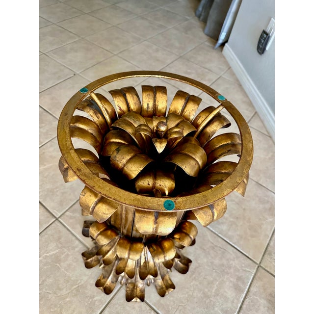 Italian Gilt Metal Hollywood Regency Side Table Table For Sale In Palm Springs - Image 6 of 12
