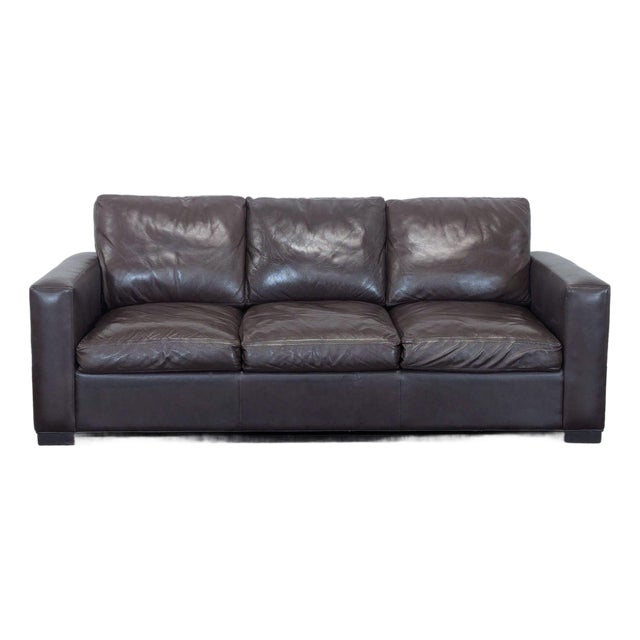 Room & Board Metro Dark Brown Leather Sleeper Sofa For Sale