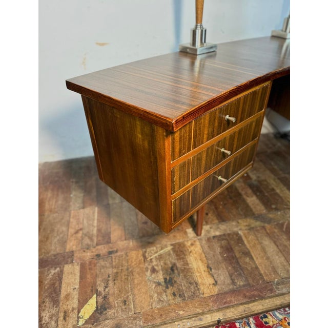 Brown Mid-Century Curved Walnut Executive Desk from Morris of Glasgow, 1950s For Sale - Image 8 of 11
