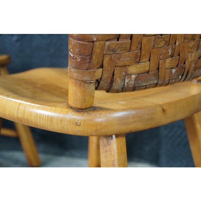 4 Vintage Old Hickory Arts & Crafts Rustic Oak Herringbone Dining Side Chairs For Sale - Image 17 of 18