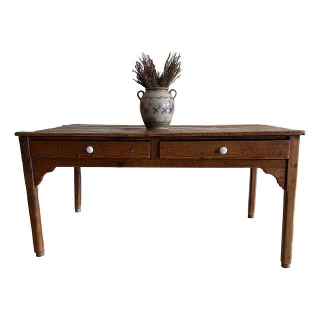 19th Century English Victorian Pine Farm Table For Sale