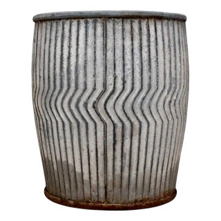 Vintage English Galvanised Dolly Tub Planter, 1940 For Sale