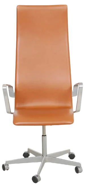 Tall Oxford Office Chair in Walnut Aniline Leather by Arne Jacobsen, 2000s