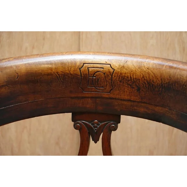 Animal Skin Eton College Victorian Walnut Captains Chairs, Set of 6 For Sale - Image 7 of 18