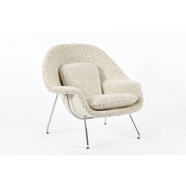 Mid-Century Modern Early Restored Mid Century Ivory Wool Womb Chair by Saarinen for Knoll, Multiples/Custom Avail For Sale - Image 3 of 18