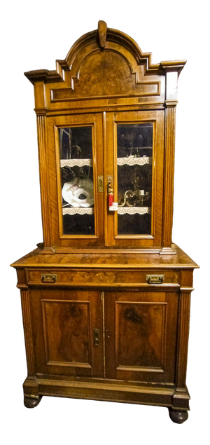 Antique Walnut Veneered Cabinet, 1800s