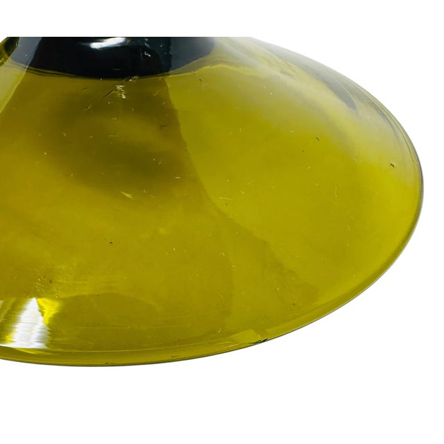 Vintage 1960s Large Italian Empoli Olive Green Glass Circus Tent Lidded Compote For Sale - Image 11 of 13
