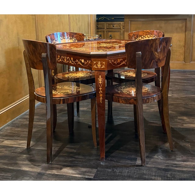 An exceptional Italian inlaid marquetry multi-game table, purchased in Italy and crafted in the grand European tradition...