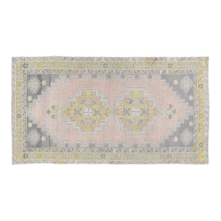 1960s Vintage Turkish Anatolian Hand Knotted Rug With Organic Wool and Soft Texture,3'9"X7' For Sale