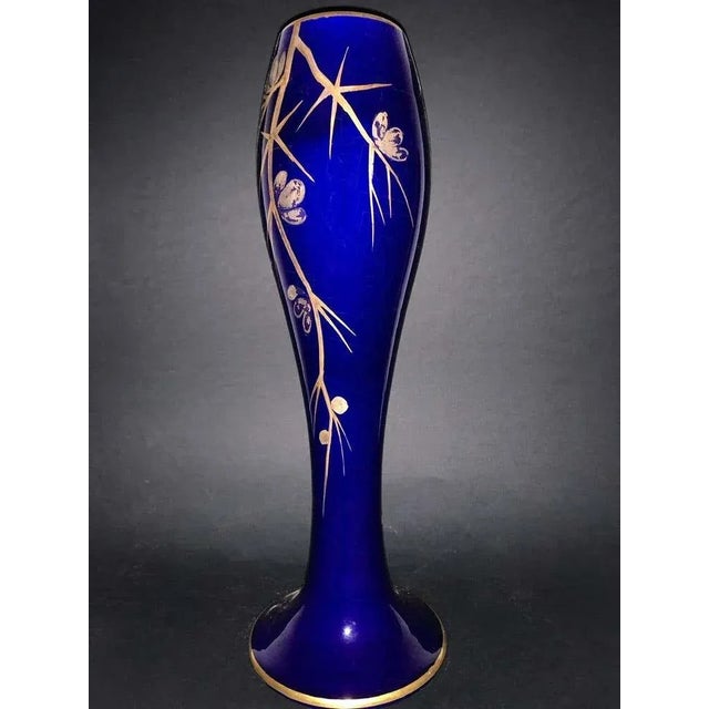 1920s Art Deco Vases in Blue and Gold Porcelain from Maurice Pinon Heuze, 1920, Set of 2 For Sale - Image 5 of 9