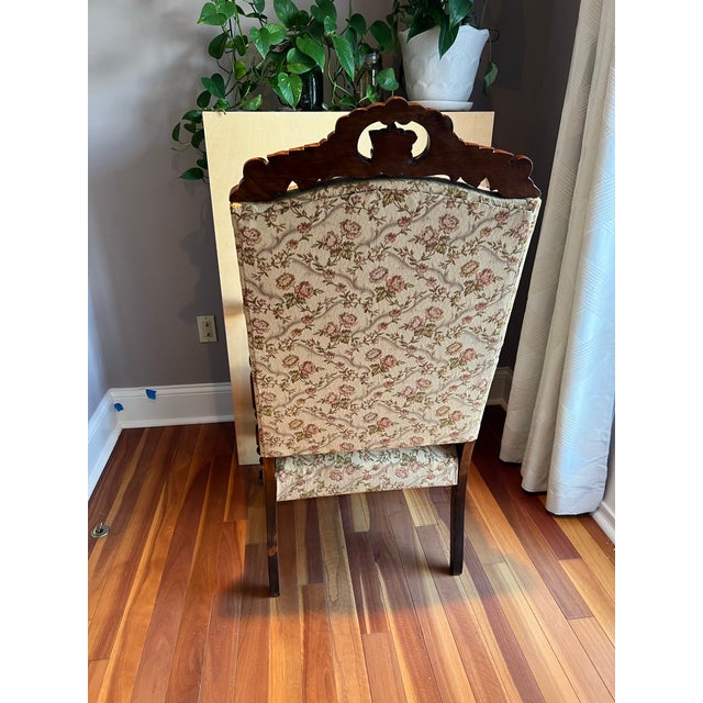 Brown Late Victorian Jacobean Revival Hand-Carved Walnut Armchair, Circa 1890–1910 For Sale - Image 8 of 10