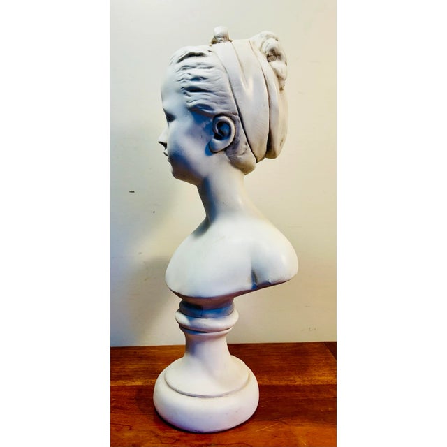 Vintage Classic Plaster Bust of a Young Woman For Sale - Image 4 of 8