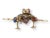 Hand-carved frog sculpture made from polished semi-precious stone with natural striations of green, brown, and cream....