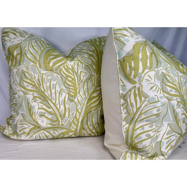 Transitional Christopher Farr Cloth "Mille Feulle" in Pistachio 22" PIllows-A Pair For Sale - Image 3 of 3