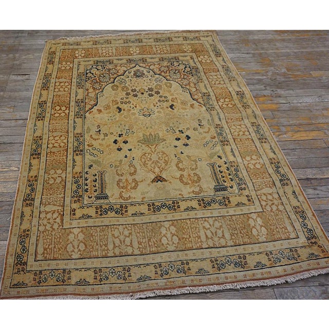 Late 19th Century Persian Tabriz Prayer Rug 4' 3" x 5' 7" Tabriz is the seat of Persian Azerbaijan Province, a large...