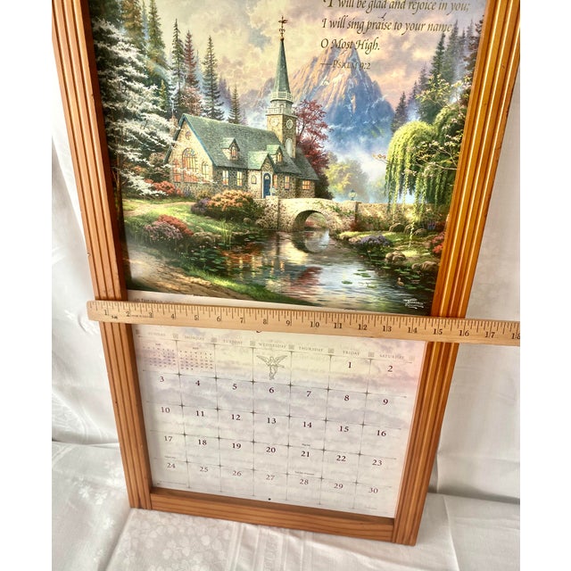 Late 20th Century Vintage Arched Top Medium Toned Wood Wall Calendar Frame Holder. For Sale - Image 5 of 8