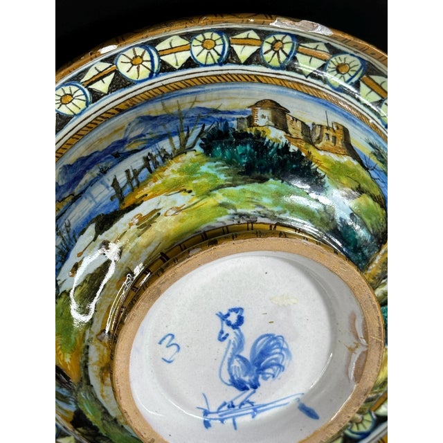 Ceramic Italian Cantagalli Maiolica Charger with Istoriato Scene and Rooster Mark, 1890s For Sale - Image 7 of 11