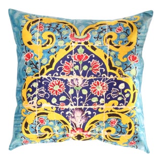 Contemporary Persian Tile Velvet Pillow For Sale