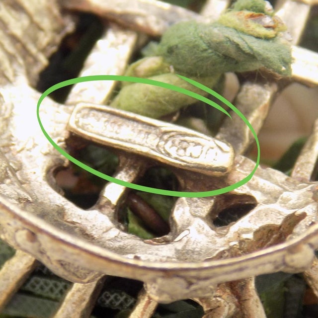 Vintage Italian Handmade Silver & Salt Dough Flower Basket Dollhouse Miniature For Sale - Image 6 of 8