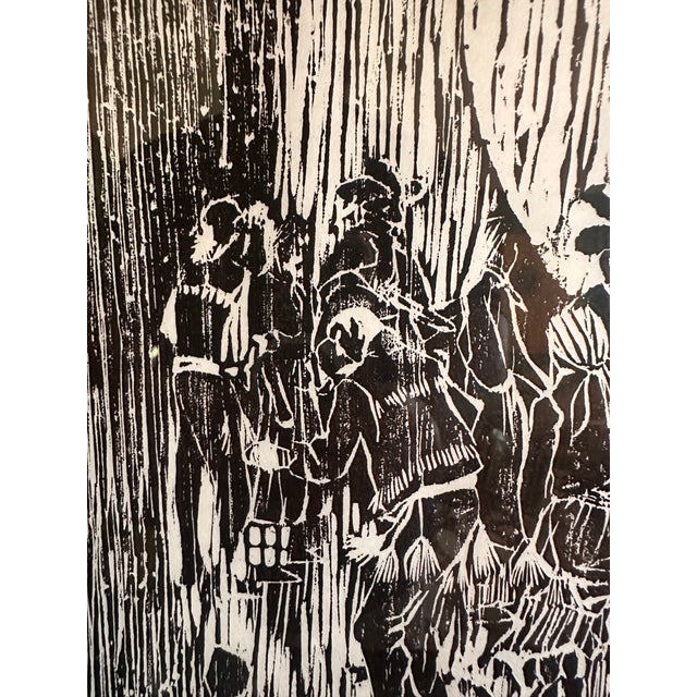 1986 Ruthe Blalock Jones “Oklahoma Stomp Dance” Original Signed Native American Woodblock Print, Limited Edition 12/40 For Sale - Image 13 of 18