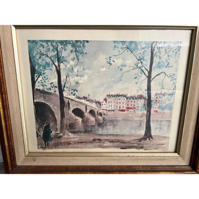 1960s Vintage Framed Watercolors of Paris Street Scenes, Set of 2 For Sale - Image 4 of 11