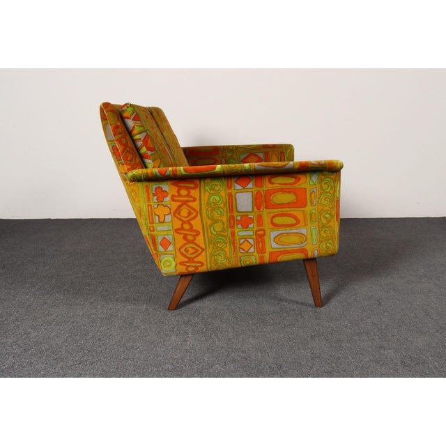 Jack Lenor Larsen Scandinavian Folke Ohlsson Teak Settee in Jack Lenor Larsen "Caravan" Velvet For Sale - Image 4 of 18