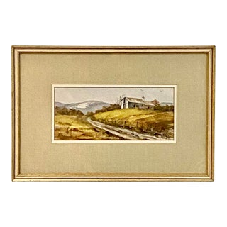 1970s American Watercolor Rural Pastoral Landscape Signed Dora Reed Evans For Sale