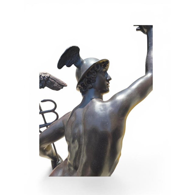 Neapolitan Artist after Giambologna, Large Patinated Figure of Mercury, Bronze For Sale - Image 10 of 11