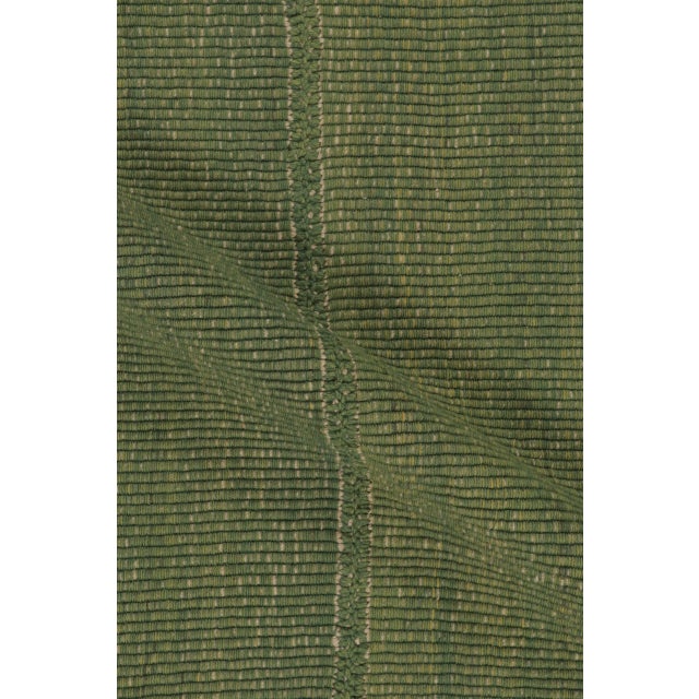 Rug & Kilim Rug & Kilim's Contemporary Rez Kilim Flatweave Rug With Green Striped Design For Sale - Image 4 of 10