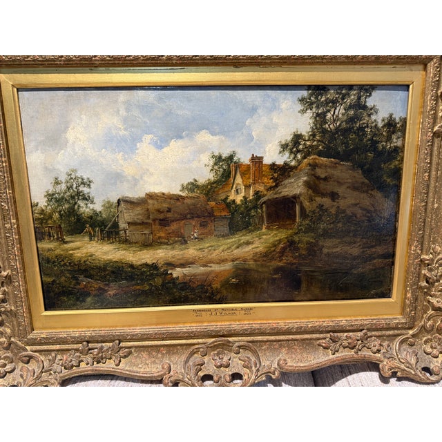 Farmhouse at Nutfield Surrey, Mid Nineteenth Century English Pastoral Oil Painting by John James Wilson 1818 to 1875