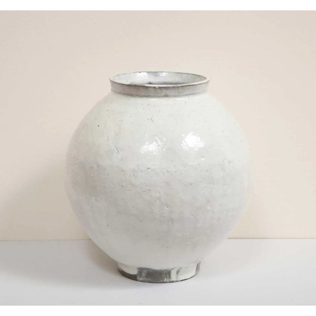 Early 21st Century 2021 “Moon Jar II” White, Hand Crafted Clay Vase by Sungwook Park (South Korea) For Sale - Image 5 of 11