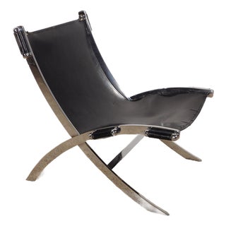Leather Scissor Chair by Antonio Citterio for Flexform Italia, Circa 1980s For Sale