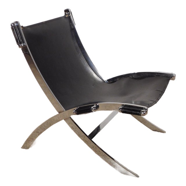 Leather Scissor Chair by Antonio Citterio for Flexform Italia, Circa 1980s For Sale
