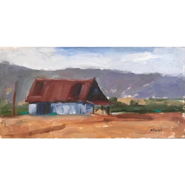 Chocolate "Suisun Valley Barn" Contemporary Plein Air Oil Painting For Sale - Image 8 of 8