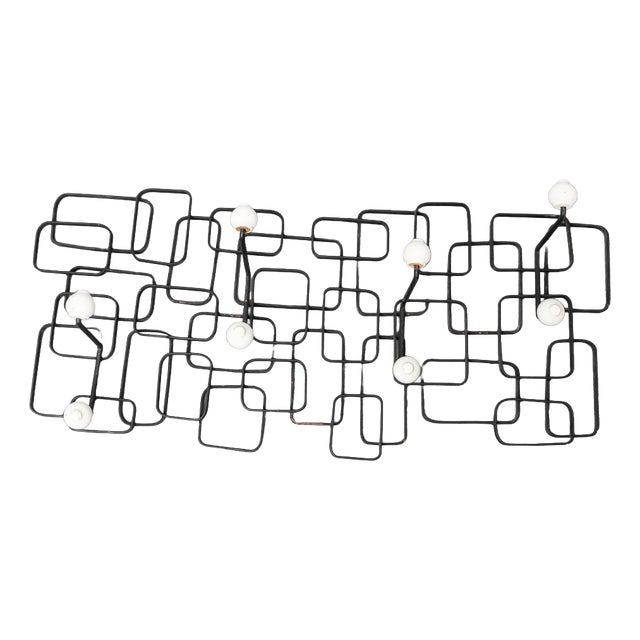 Metal Wall Coat Rack, 1970s For Sale