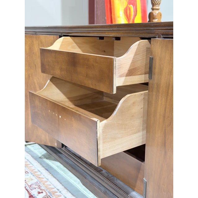 Vintage Drexel Heritage Ta Ming Burlwood Chinoiserie Dresser For Sale In New York - Image 6 of 10