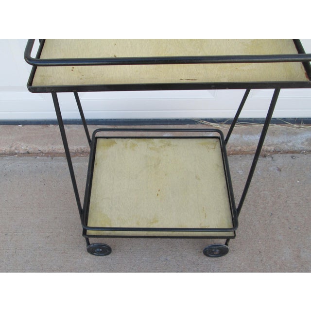 Mid 20th Century Iron 2 Tier Rolling Bar Cart Mathieu Matégot Style For Sale - Image 15 of 18