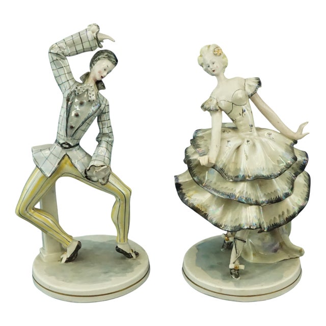 20th Century Ceramic Dancers by Toni Moretto for Palladio, Italy, Early 20th Century, Set of 2 For Sale