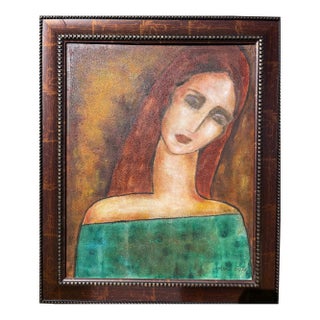 Abstract Portrait "Dreaming" Original Oil Painting by Sonia Gold For Sale
