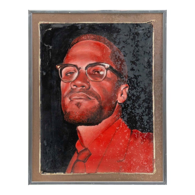 Stanislaw Zagorski Malcolm X Acrylic on Canvas For Sale