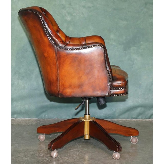 Vintage Tufted Leather Chesterfield Captain's Desk Chair For Sale - Image 11 of 18