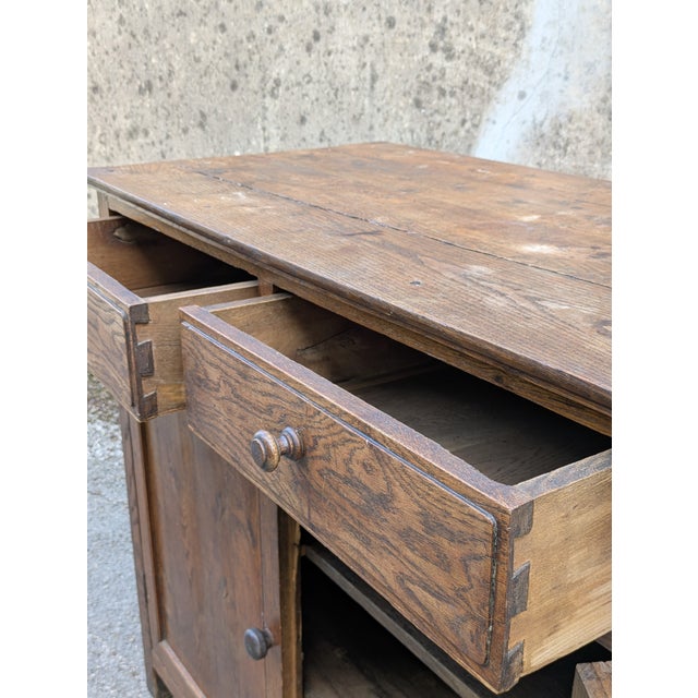 Brown Low Antique French Buffet, 1890 For Sale - Image 8 of 13