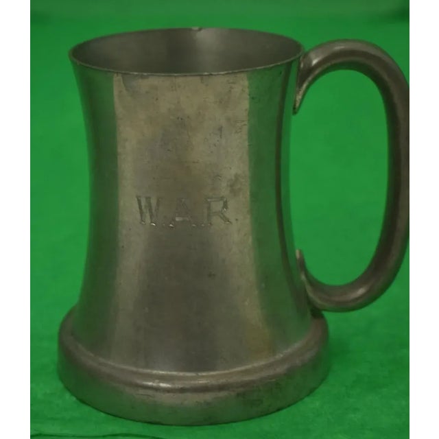 Set of 5 Abercrombie & Fitch Pewter tankards engraved "w.a.r.", made in England.
