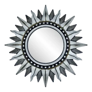 Mid Century Italian Silver Convex Sunburst Mirror